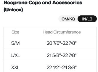 Orca Swim Hood Size Chart 0 Grentabelle